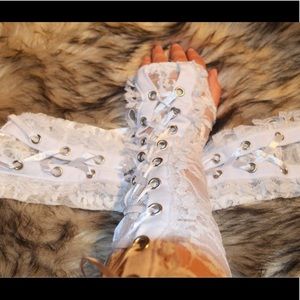 White Lace Hand Warmers